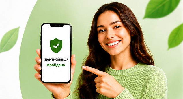 Клієнтка проходить ідентифікацію через смартфон